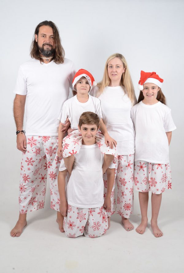 White and Red Snowflake Jammies Family