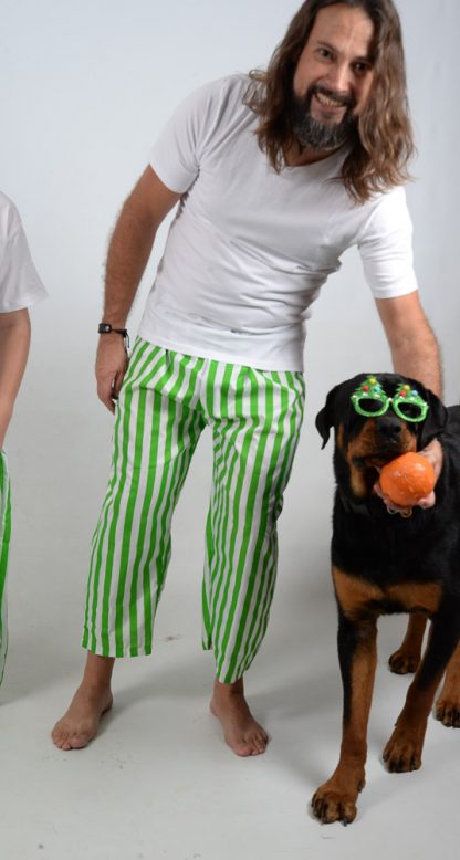 Green and White Stripes Jammies Dog